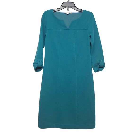 Boden Genevieve Jersey Dress Green Textured Sheath Dress Size 8 - Picture 2 of 6